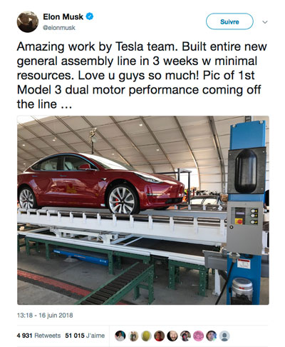 Tweet Tesla Elon Musk